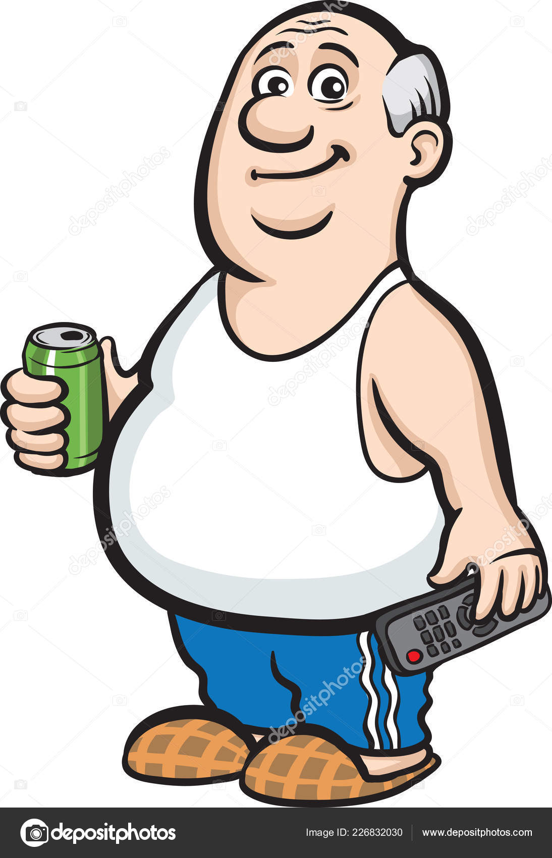 A ilustração representa um homem gordo e careca com uma caneca de cerveja.  Ideal para materiais promocionais e institucionais imagem vetorial de  Lcosmo© 72259341