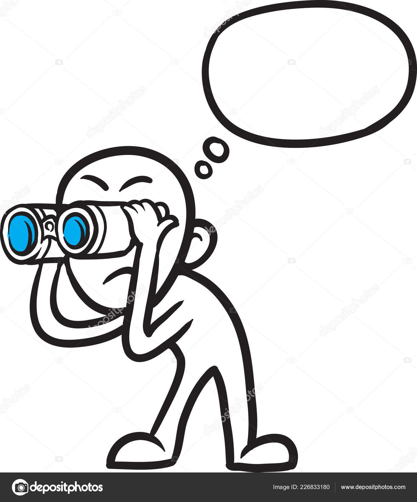 Vector Illustration Cartoon Doodle Small Person Looking Binoculars Easy  Edit Stock Vector Image by ©OneLineStock #226833180
