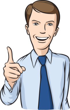 İş adamı işaret gülümseyen bir vektör çizim. Kolay-kalite kaybı olmadan herhangi bir boyutta ölçeklendirilebilir katmanlı vektör Eps10 dosyasını düzenlemek. Yüksek çözünürlüklü raster Jpg dosya bulunur.