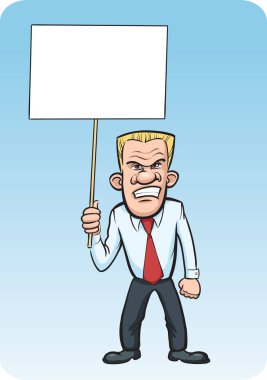 Çizgi film kızgın işadamı ile boş tasarlamak vektör çizim. Kolay-kalite kaybı olmadan herhangi bir boyutta ölçeklendirilebilir katmanlı vektör Eps10 dosyasını düzenlemek. Yüksek çözünürlüklü raster Jpg dosya bulunur.