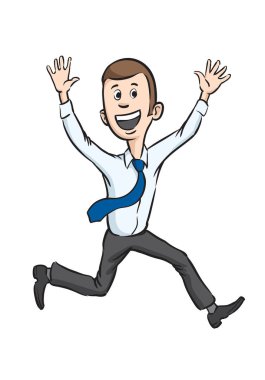 Vektör çizim karikatür neşeli işadamı çalıştıran. Kolay-kalite kaybı olmadan herhangi bir boyutta ölçeklendirilebilir katmanlı vektör Eps10 dosyasını düzenlemek. Yüksek çözünürlüklü raster Jpg dosya bulunur.