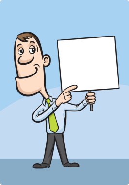 Vektör çizim karikatür işadamı boş başlık parmakla. Kolay-kalite kaybı olmadan herhangi bir boyutta ölçeklendirilebilir katmanlı vektör Eps10 dosyasını düzenlemek. Yüksek çözünürlüklü raster Jpg dosya bulunur.