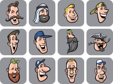 farklı erkekler yüzlerini illüstrasyon vektör