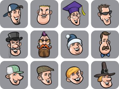 farklı erkekler yüzlerini illüstrasyon vektör