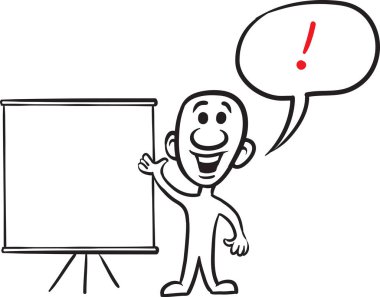 Vektör çizim karikatür doodle küçük kişi - sunu gösterilen. Kolay katmanlı vektör Eps10 dosyası kalite kaybı olmadan herhangi bir boyutta ölçeklendirilebilir Düzenle.