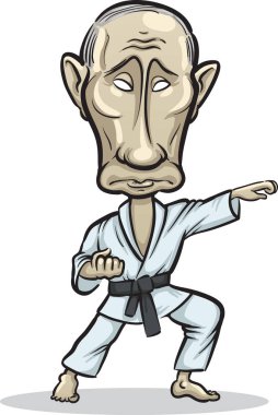 7 Ekim 2014: Rusya Devlet Başkanı Vladimir Putin judo yapıyor vektör çizim hareket eder.