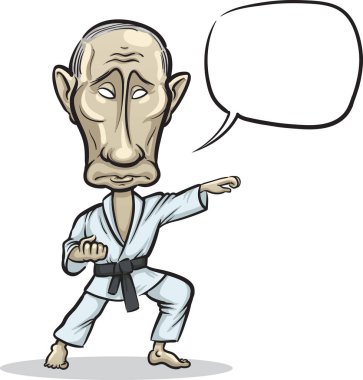 7 Ekim 2014: Rusya Devlet Başkanı Vladimir Putin judo yapıyor vektör çizim hareket eder.