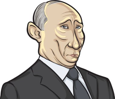  13 Temmuz 2014: Rusya Devlet Başkanı Putin beyaz arka plan vektör çizim