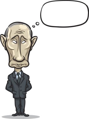 19 Ekim 2014: Rus Devlet Başkanı Vladimir Putin ayakta vektör çizim