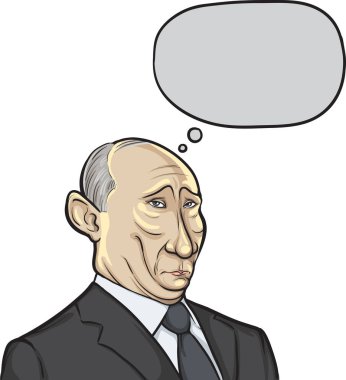 13 Temmuz 2014: vektör çizim Rusya Devlet Başkanı Putin ile konuşma balonu