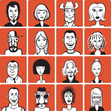 Doodle komik suratlar vektör Illustration. Kolay-kalite kaybı olmadan herhangi bir boyutta ölçeklendirilebilir katmanlı vektör Eps10 dosyasını düzenlemek. Yüksek çözünürlüklü raster Jpg dosya bulunur. 