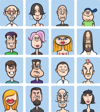 Mizah karikatür yüzler vektör toplama vektör Illustration. Kolay-kalite kaybı olmadan herhangi bir boyutta ölçeklendirilebilir katmanlı vektör Eps10 dosyasını düzenlemek. Yüksek çözünürlüklü raster Jpg dosya bulunur.