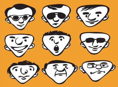 Vektör çizim karikatür üçgen yüzler. Kolay-kalite kaybı olmadan herhangi bir boyutta ölçeklendirilebilir katmanlı vektör Eps10 dosyasını düzenlemek. Yüksek çözünürlüklü raster Jpg dosya bulunur. 