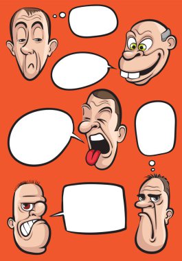 Konuşma balonları vektör koleksiyonu ile çeşitli duygu yüzler vektör Illustration. Kolay-kalite kaybı olmadan herhangi bir boyutta ölçeklendirilebilir katmanlı vektör Eps10 dosyasını düzenlemek. Yüksek çözünürlüklü raster Jpg dosya bulunur.