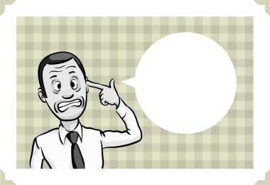 Tebrik kartı kafasında işadamı işaret parmağı