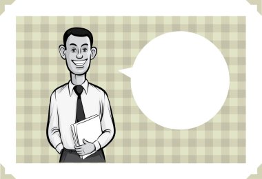 Kağıtları ile mutlu işadamı ile tebrik kartı