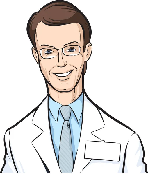 Vector Illustration Smiling Handsome Doctor — Stock Vector