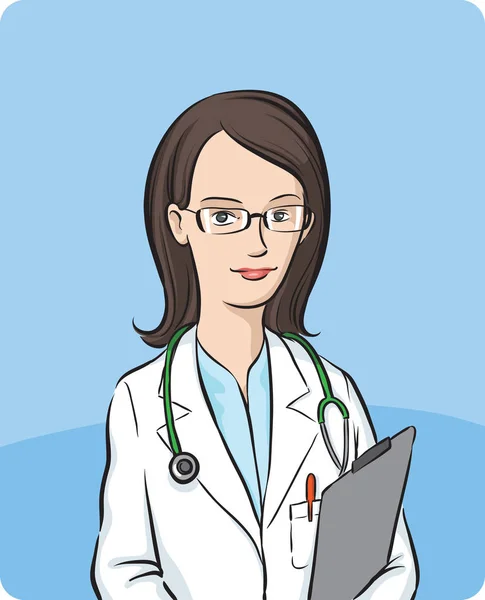 Vector Illustration Woman Doctor Easy Edit Layered Vector Eps10 File — Stock Vector
