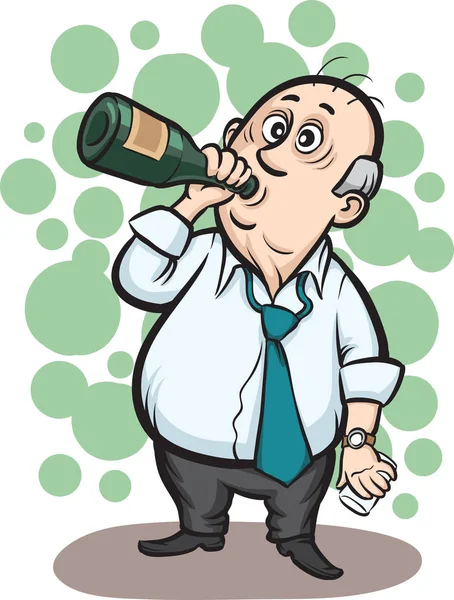 Vektorillustration Eines Geschäftsmannes Der Alkohol Trinkt Einfach Bearbeiten Geschichteten Vektor — Stockvektor