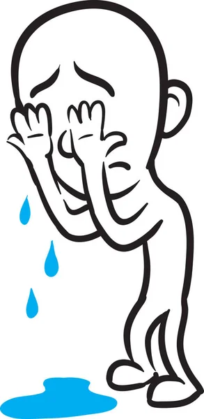 Векторная Иллюстрация Мультяшных Каракулей Маленького Человека Плач Простое Редактирование Многослойного — стоковый вектор