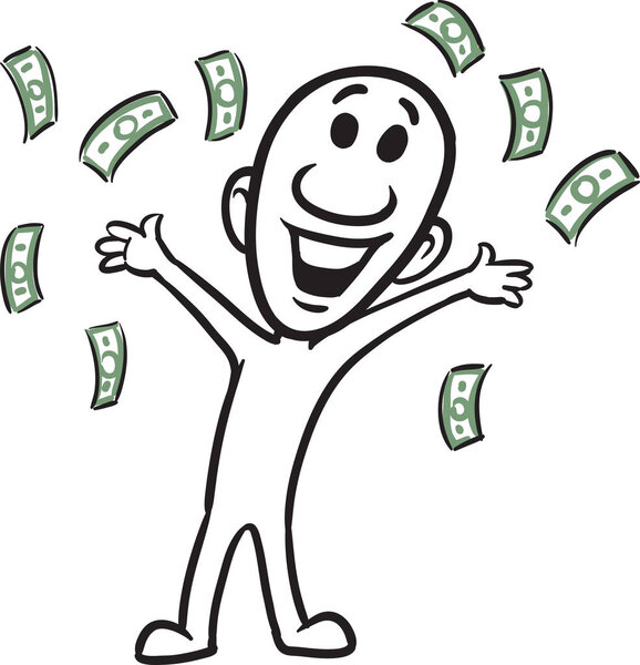 Векторная иллюстрация мультяшных каракулей маленького человека - радостно с деньгами. Простое редактирование многослойного векторного файла EPS10, масштабируемого до любого размера без потери качества
.