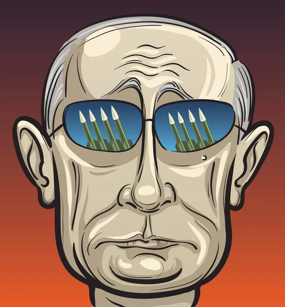 July 2014 Vector Illustration Russian President Putin Sunglasses — Stock Vector