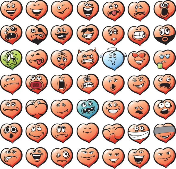Vector Illustration Smiling Hearts Big Collection Easy Edit Layered Vector — Stock Vector