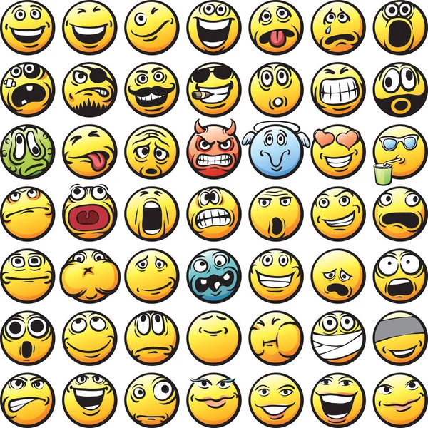 Vector Illustration Smilies Various Facial Expressions Easy Edit Layered Vector — Stock Vector