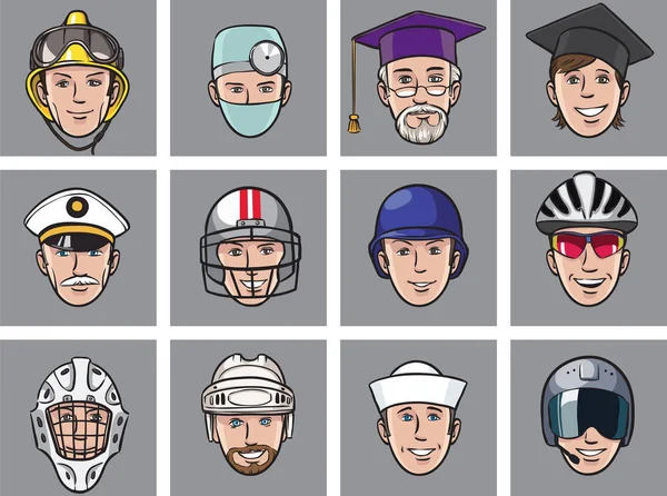 Çizgi film avatar vektör çizim iş meslekler yüzler. Kolay-kalite kaybı olmadan herhangi bir boyutta ölçeklendirilebilir katmanlı vektör Eps10 dosyasını düzenlemek. Yüksek çözünürlüklü raster Jpg dosya bulunur.