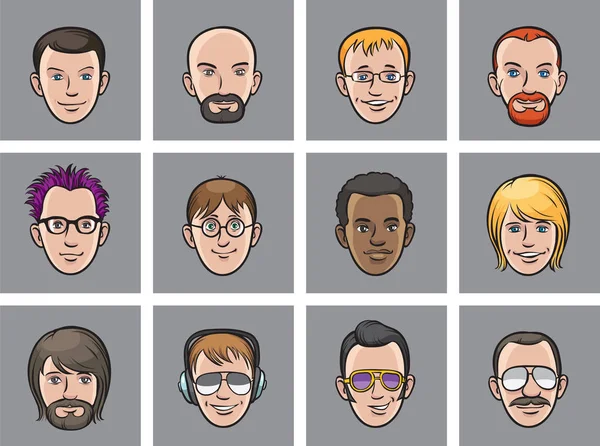 Vektör çizim karikatür avatar erkek yüzler. Kolay-kalite kaybı olmadan herhangi bir boyutta ölçeklendirilebilir katmanlı vektör Eps10 dosyasını düzenlemek. Yüksek çözünürlüklü raster Jpg dosya bulunur.