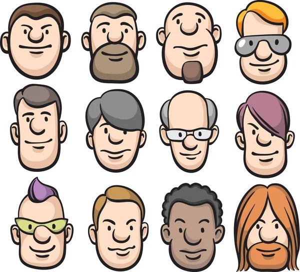 Vector Illustration Cartoon Faces Easy Edit Layered Vector Eps10 File — Stock Vector