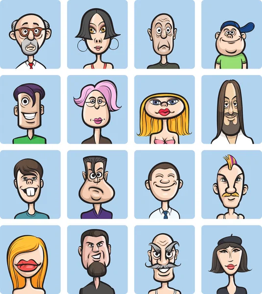 Vector Illustration Humor Cartoon Faces Vector Collection Easy Edit Layered — Stock Vector