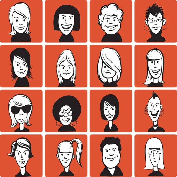 Vektör çizim doodle kadın karikatür yüzler. Kolay-kalite kaybı olmadan herhangi bir boyutta ölçeklendirilebilir katmanlı vektör Eps10 dosyasını düzenlemek. Yüksek çözünürlüklü raster Jpg dosya bulunur. 