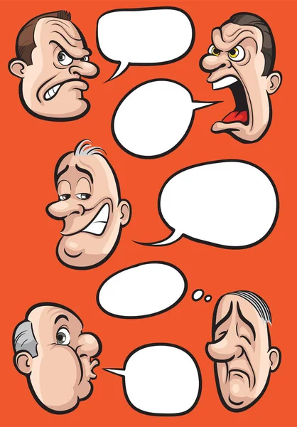 Illustrazione Vettoriale Varie Espressioni Facce Emotive Con Palloncini Vocali File — Vettoriale Stock