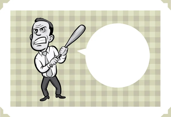 野球のバットを持つ実業家とグリーティング カード — ストックベクタ