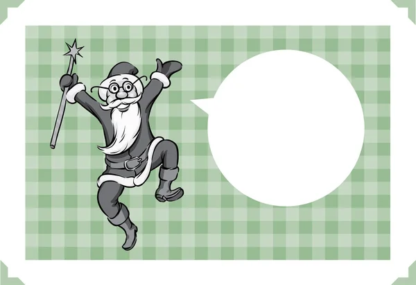 Merry Christmas Greeting Card Crazy Santa Jumping — Stock Vector