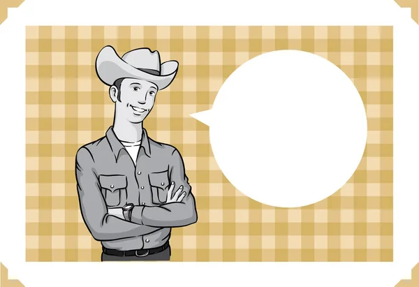 Cartão Saudação Com Cowboy Feliz Coloque Seu Texto Personalizado — Vetor de Stock