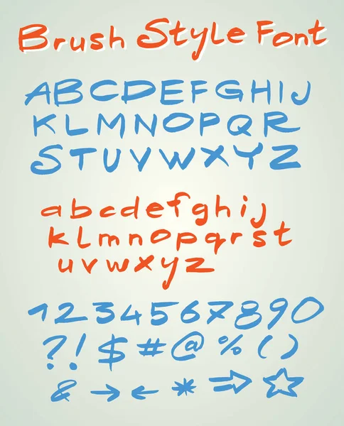 Brush Style Vector Font Numbers Handwritten Calligraphic Alphabet — Stock Vector