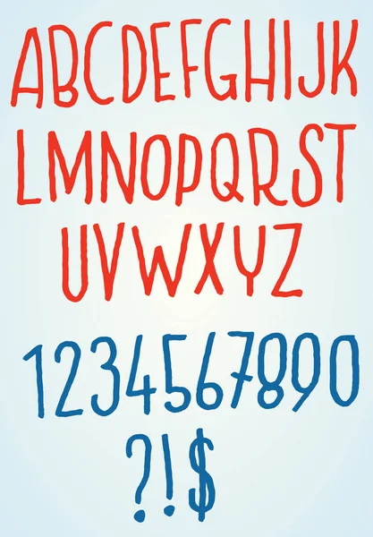 Condenced Çizilmiş Doodle Yazı Tipi Numaraları Yazısı Kaligrafi Alfabesi Ile — Stok Vektör