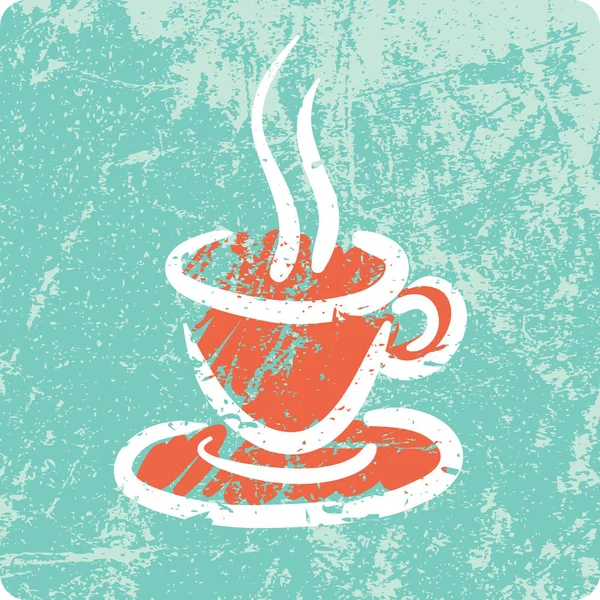 Icono Texturizado Dibujado Mano Retro Café — Vector de stock