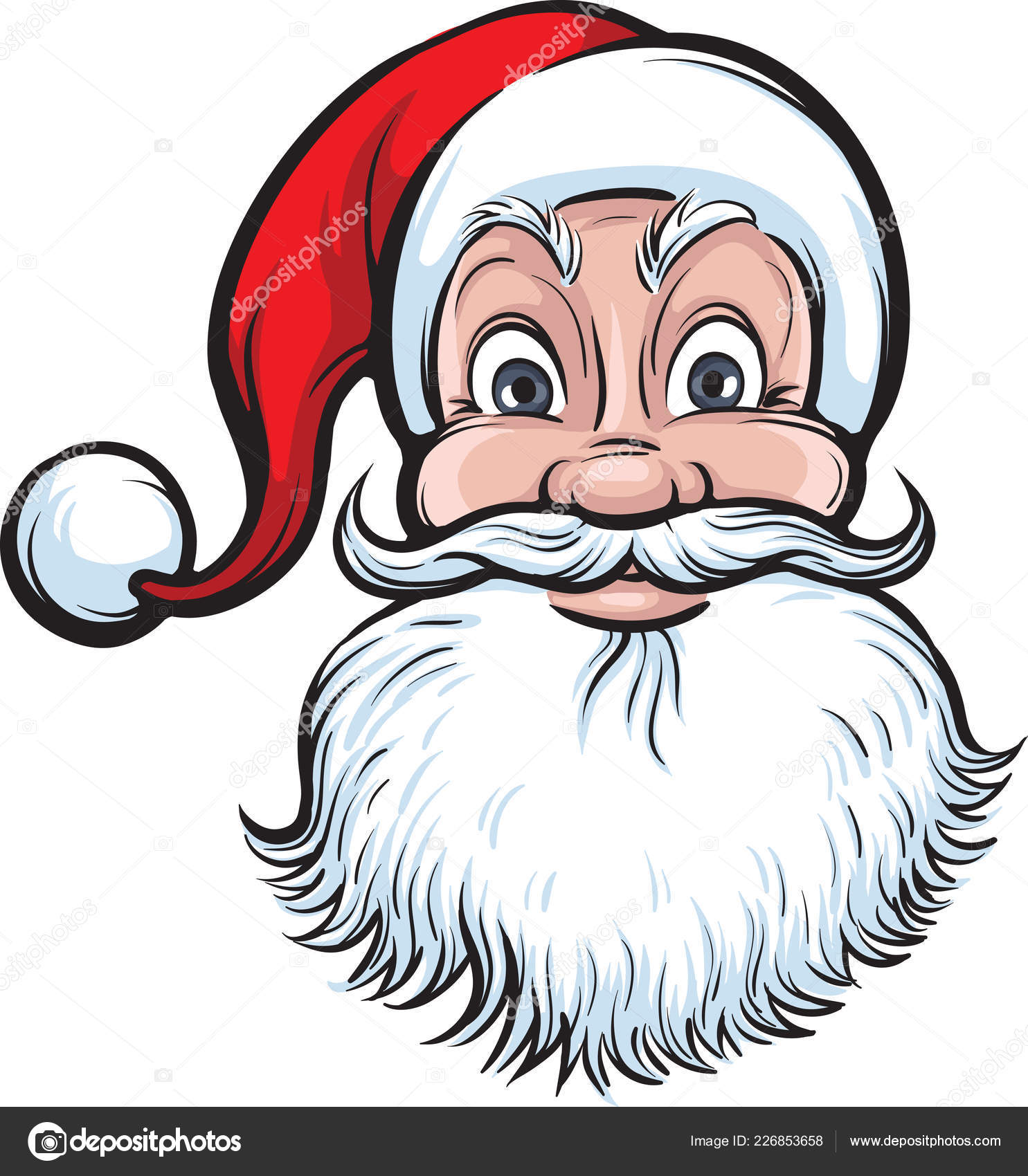 Vector Illustration Cheerful Santa Claus Isolated Face Easy