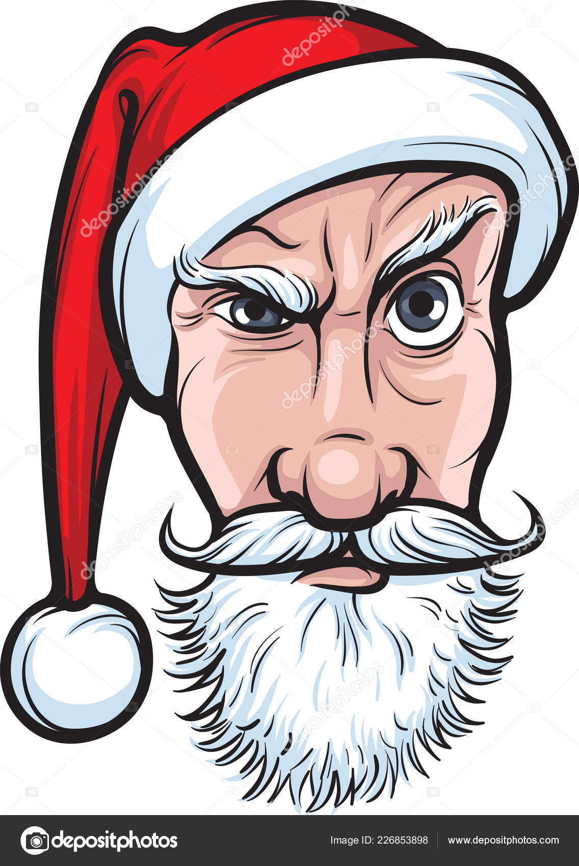 Vector Illustration Frowning Santa Claus Isolated Face Easy