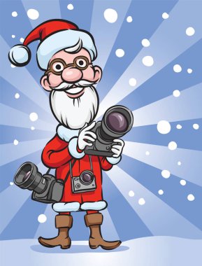 Noel Baba fotoğrafçı vektör Illustration. Kolay-kalite kaybı olmadan herhangi bir boyutta ölçeklendirilebilir katmanlı vektör Eps10 dosyasını düzenlemek. Yüksek çözünürlüklü raster Jpg dosya bulunur.