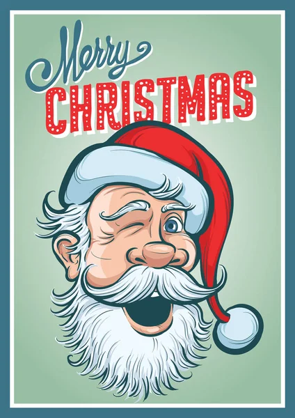 Ilustração Vetorial Poster Retro Natal Com Papai Noel Texto Escrito —  Vetores de Stock