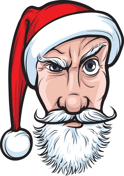 Vektor Illustration Der Stirnrunzeln Weihnachtsmann Isolierten Gesicht Einfach Bearbeiten Geschichteten — Stockvektor