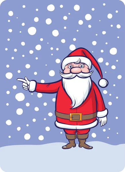 Ilustración Vectorial Standing Santa Claus Señalando Dirección Fácil Editar Capas — Archivo Imágenes Vectoriales