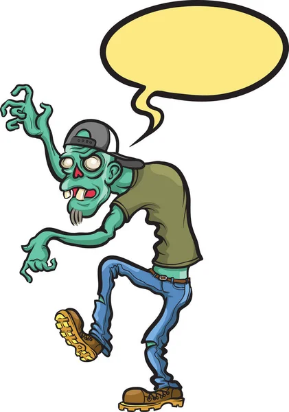 Vektorillustration Walking Zombie Affärsman Med Pratbubblan Lätt Redigera Lager Vektor — Stock vektor