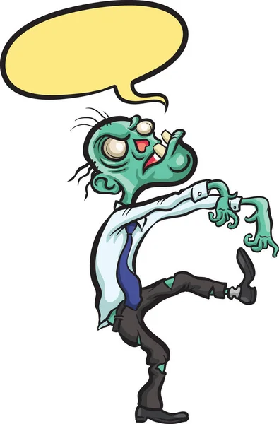 Vektor Ilustrasi Berjalan Zombie Pengusaha Dengan Gelembung Bicara Berkas Vektor - Stok Vektor
