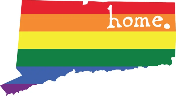 Connecticut Casa Gay Orgullo Vector Estado Signo — Archivo Imágenes Vectoriales