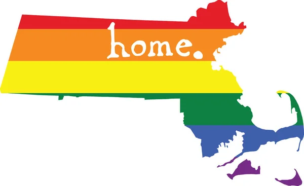 Massachusetts Gay Orgullo Vector Estado Signo — Archivo Imágenes Vectoriales